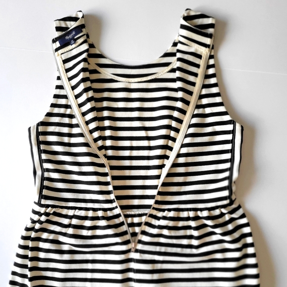 Madewell Black White Stripe Sleeveless A-Line Dress Size M - Picture 5 of 9